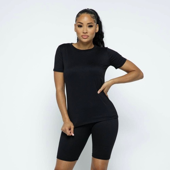 2 Piece Biker Shorts Set | Black - Picture 2 of 8